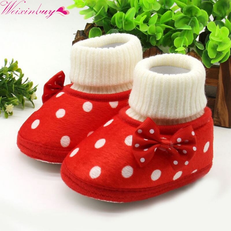 Warme Neugeborenen Schuhe Baby Mädchen Bowknot Fleece Winter Schnee Stiefel Booties Weiß Prinzessin Schuhe