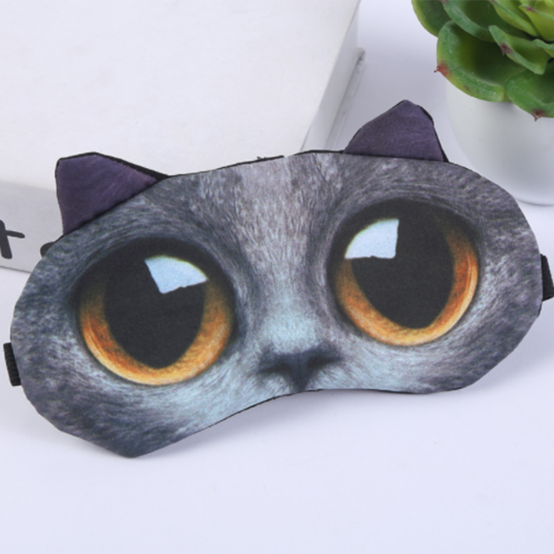 3D Animal ojo máscara de sueño máscara visera cubierta de sombra Natural parche de ojos para dormir de la venda de los ojos: Yellow eye cat