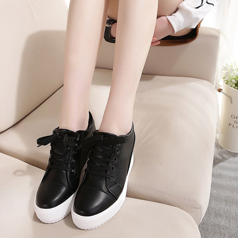 Wit Verborgen Sleehak Sneakers Casual Schoenen Vrouw Hoge Platform Schoenen Vrouwen Hoge Hakken Wiggen Schoenen Voor vrouwen