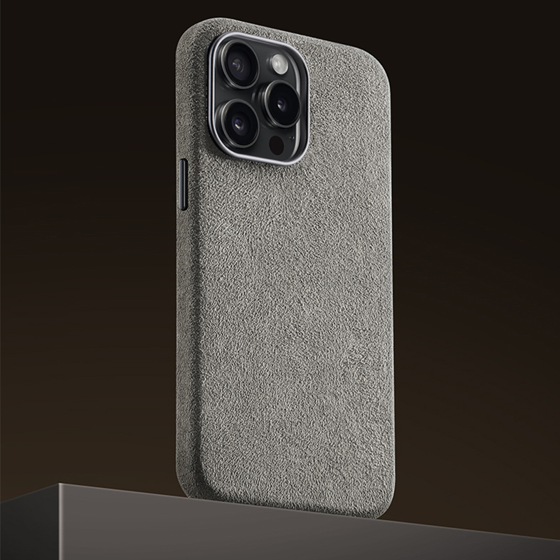 Italiaans Alcantara-hoesje voor iPhone 15 Pro Max Zacht lederen telefoon achterkant voor iPhone 15 Pro-magneten voor MagSafe grijs blauw