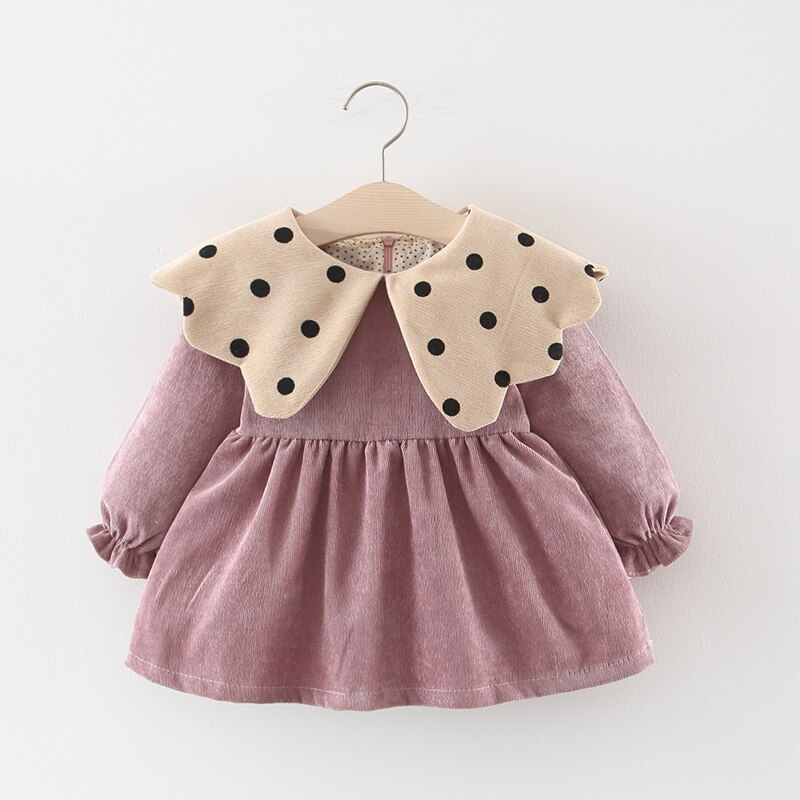 Baby Mädchen Kleid Baby Prinzessin Kleidung Herbst Winter Kabel Punkt Lange Ärmel Kleidung Baby Mädchen Kleidung 0-4T: Violett / 24M