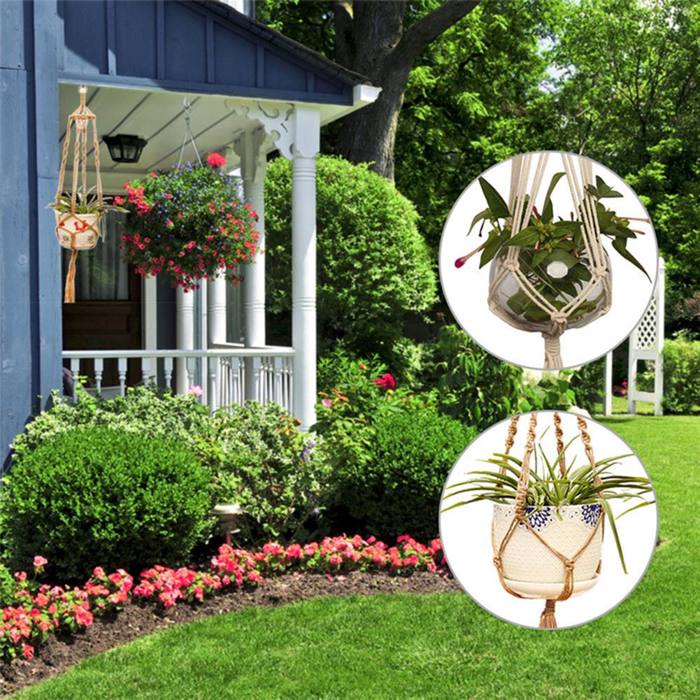 1pc linne rep växter blommor kruka hängande korghållare nät bonsai växthängare hem trädgård balkong dekoration