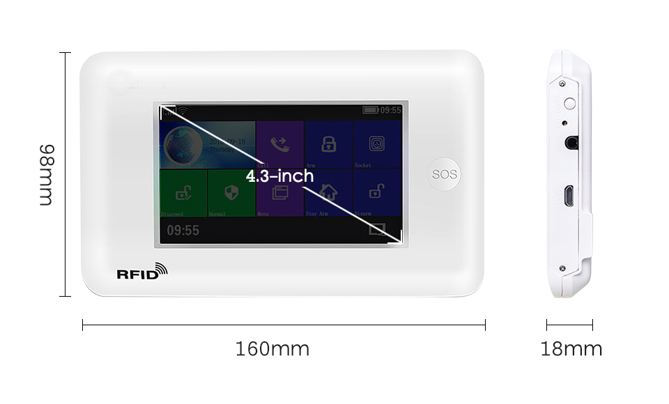 Inalámbrico WIFI GSM hogar RFID seguridad antirrobo pantalla táctil completo sistema de alarma antirrobo kit de Sensor francés, ruso, español voz