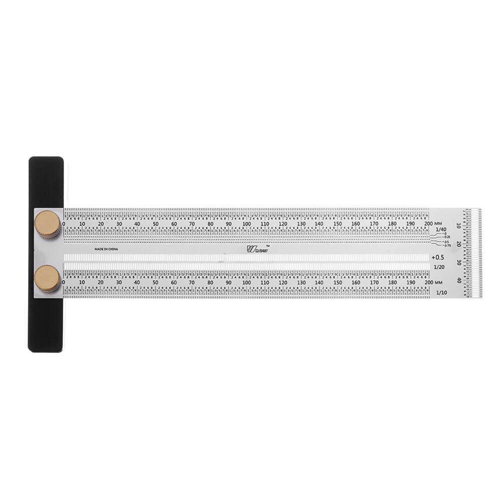 High Precision Angle Gauge Stainless Steel Rulers Measuring Tool with Pencil Set Woodworking Gadget Depth Measurement: 200MM