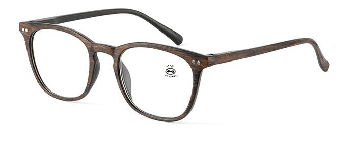 WEARKAPER, gafas de lectura graduales multifocales Vintage para hombre y mujer, lentes de madera para presbicia, gafas masculinas y femeninas: UP 0 Down 100 / Marrón