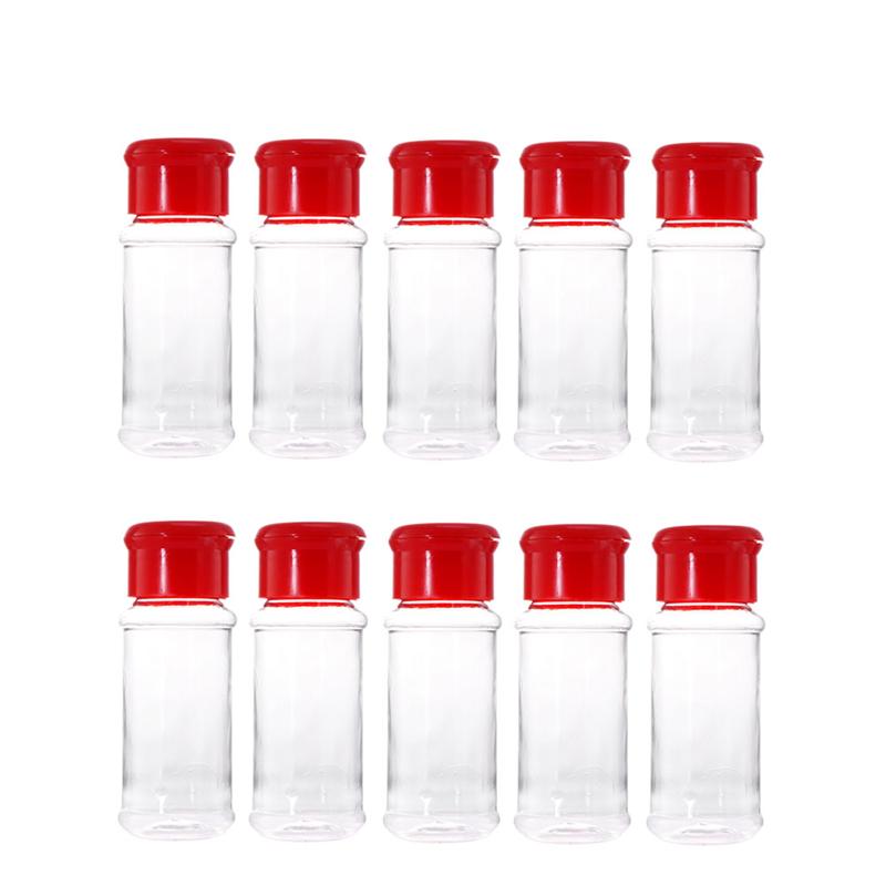 10/12/24pcs Plastic Spice Pot Seasoning Bottles Pepper Shakers Salt Jar Condiment Can Cruet Seasoning Storage Box for Barbecue: 10PCS Red