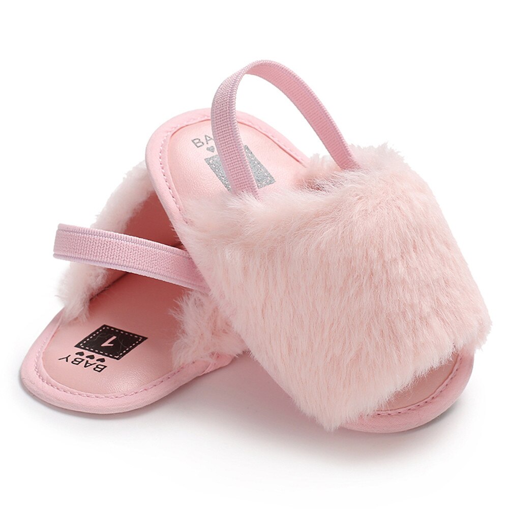 Peuter Baby Meisje Zomer Cool Pompom Anti-Flops Platte Sandalen Schoenen Fit 0- 24 M: Roze / 13-18 months