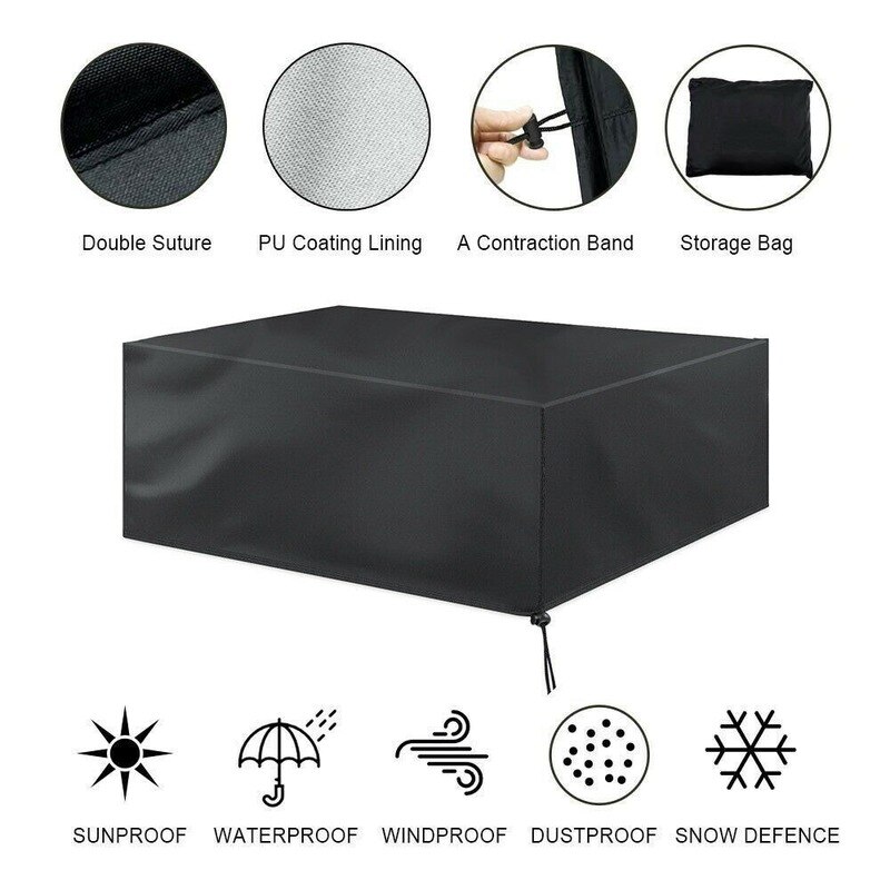 Cubierta impermeable para muebles de jardín, funda de mimbre para mesa, cubo, sofá, exterior, color negro, 9 tamaños