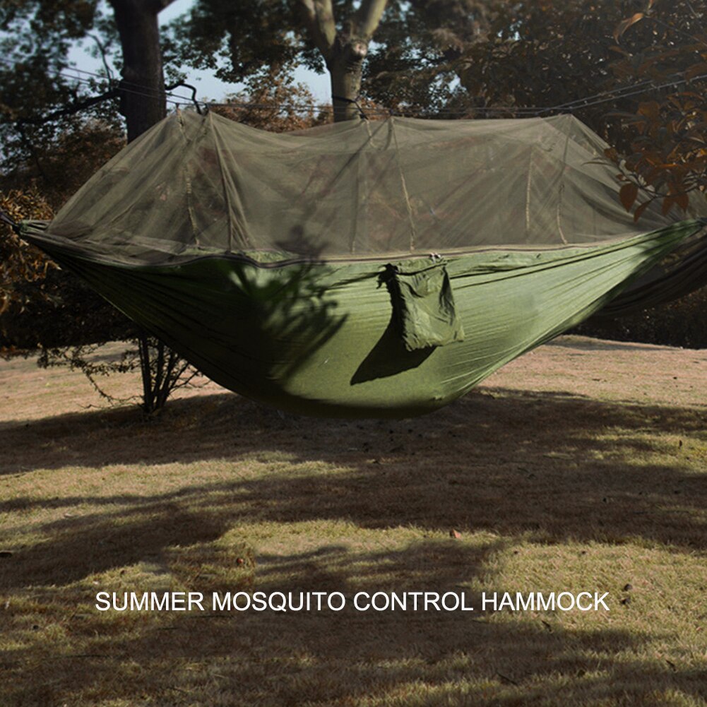 Hamaca portátil para acampar al aire libre, tienda de campaña con mosquitera, 210T, nailon, dosel para 2 personas, paracaídas, cama columpio colgante para dormir