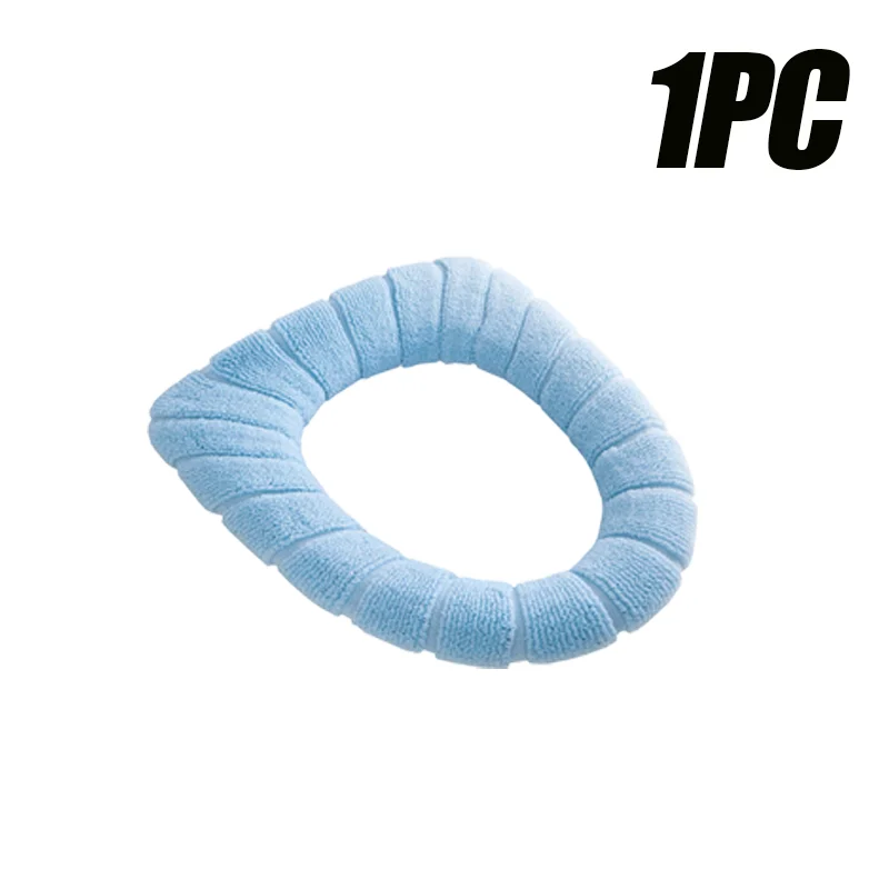 Mjukt och varmt toalettsitsskydd tvättbart badrum toalettdyna kudde med handtag tjockare mjuk matta stickning varmare closestool matta: Vinröd