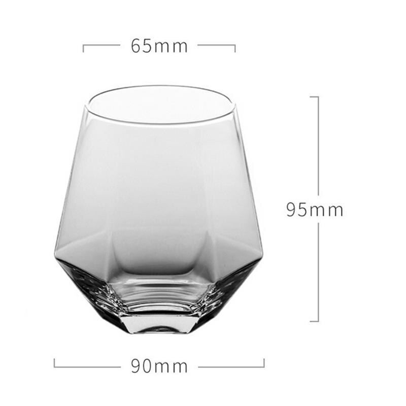 justdolife Whiskey Glass Flat Bottom Rock Glass Hexagon Drinking Glass Whiskey Wine Vodka Bar Club Beer Wine Glass