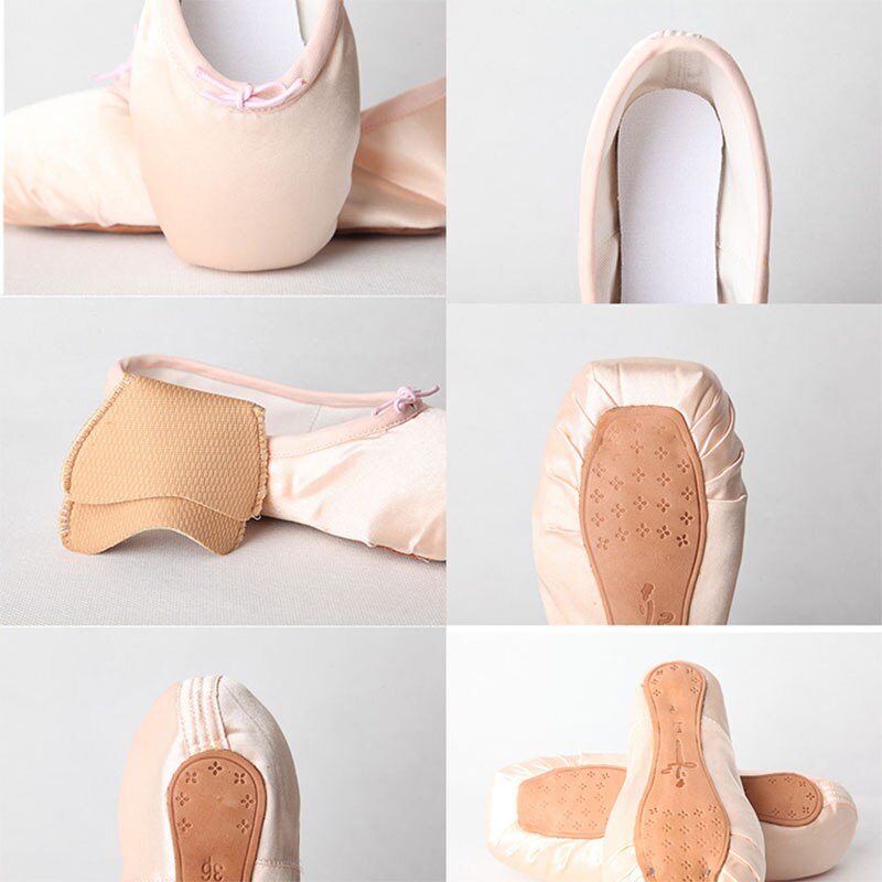 Newly Women Ballet Dance Toe Shoes Satin Pointe Silk Ribbon Bandage Shoes VK-ING