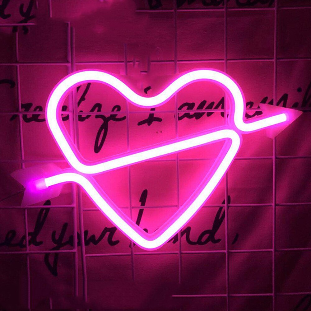 520 luces led de neón coloridas con forma de corazón, alimentadas por usb, para colgar en la pared de bodas, para decoración de fiestas, ventanas y habitaciones.: Cupido ama rosa