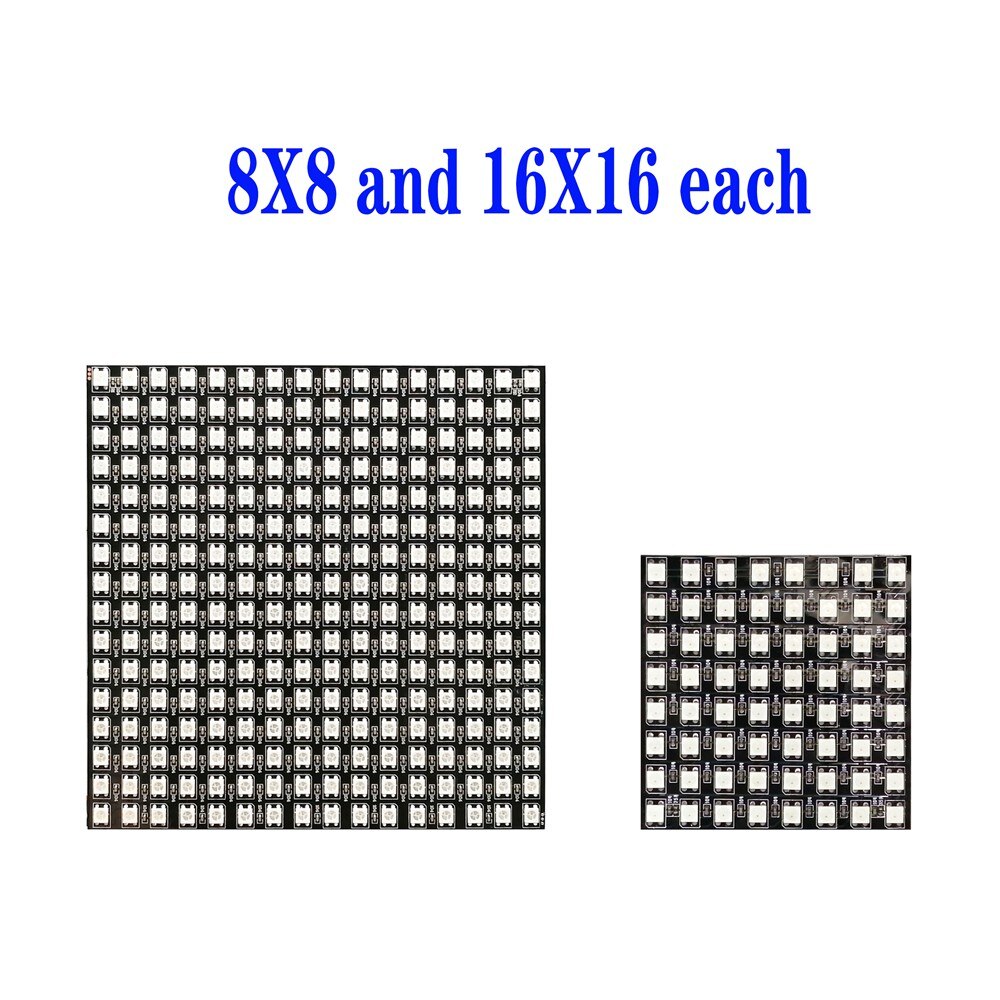 1~2PCS WS2812B 8X8 8x32 16x16 Pixel Panel Flexible Matrix Screen WS2812 IC RGB 5050 SMD Led Module Individually Addressable DC5V: Burgundy