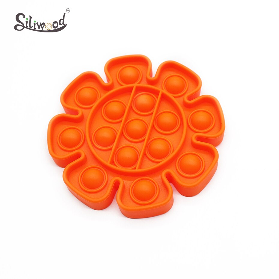 1Pc Push Bubble Fidget Zintuiglijke Speelgoed Autisme Speciale Behoeften Stress Reliever Helpt Stress En Verhogen Focus Zachte Squeeze speelgoed: Flowers Orange