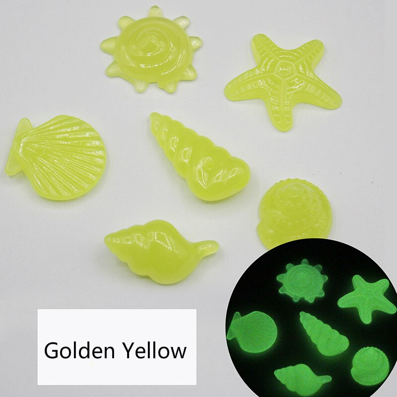 80 PCS Luminous Artificial Stones Glow in the Dark Starfish Shell Pebbles Garden Pathway Decoration Noctilucent Pebbles For Yard: Golden Yellow