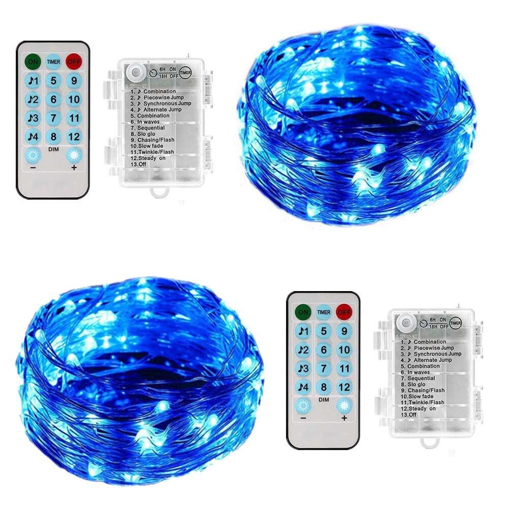 5M 10M Sound Activated LED Music String Lights Battery/USB Operated Copper wire Christmas ligths for home Wedding Party: Blue / 5M 50leds / AA Battery Operated
