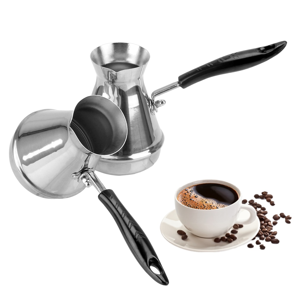 1 Uds herramientas de cocina cafetera turca de acero inoxidable derretir mantequilla olla utensilios para café europeo olla de Moka de mango largo
