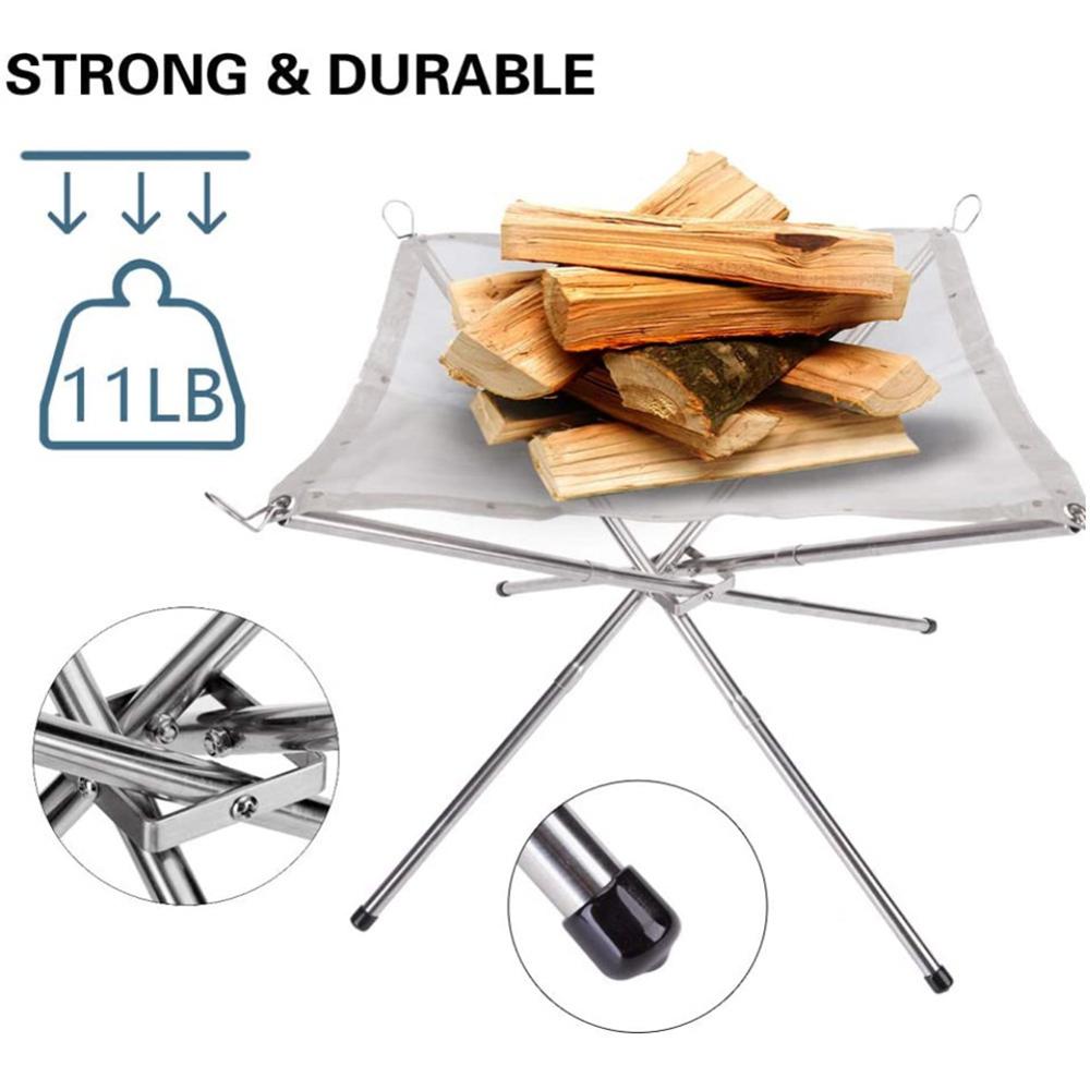 Portable Campfire Holder Rack Stainless Steel Folding Campfire Rack Outdoor Camping Barbecue Rack Barbecue Accessories