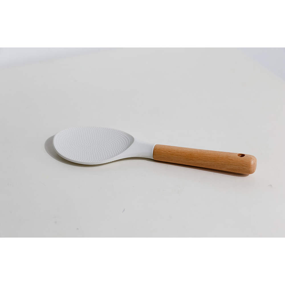 Utensilios de cocina simples de estilo japonés, cuchara de silicona para arroz, cuchara antiadherente, pala para arroz, herramientas con mango de madera ZB643: color2