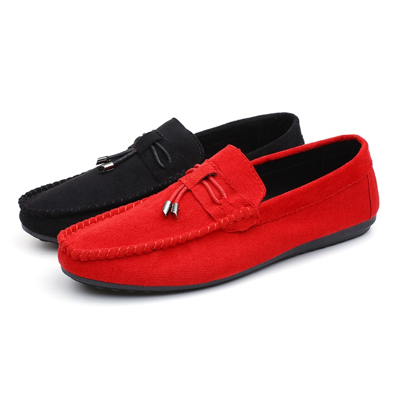 Men Casual Shoes Male Shoes Suede Soft Men Loafers Leisure Moccasins Slip On Men&#39;s Driving Shoes Black Red Man Lazy Shoe