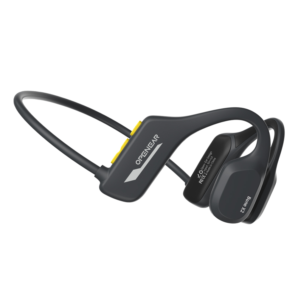 Ip68 helt vattentäta simhörlurar benledningsbaserade bluetooth-huvudband sport trådlös stereo  ip68 vattentäta  mp3 med minneskort: Svart