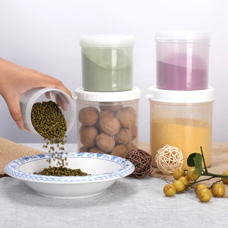 1000ml Wide Mouth plastic jar with inner and outer lid Food Grade HDPE Storage Container Leakproof Food Bottle