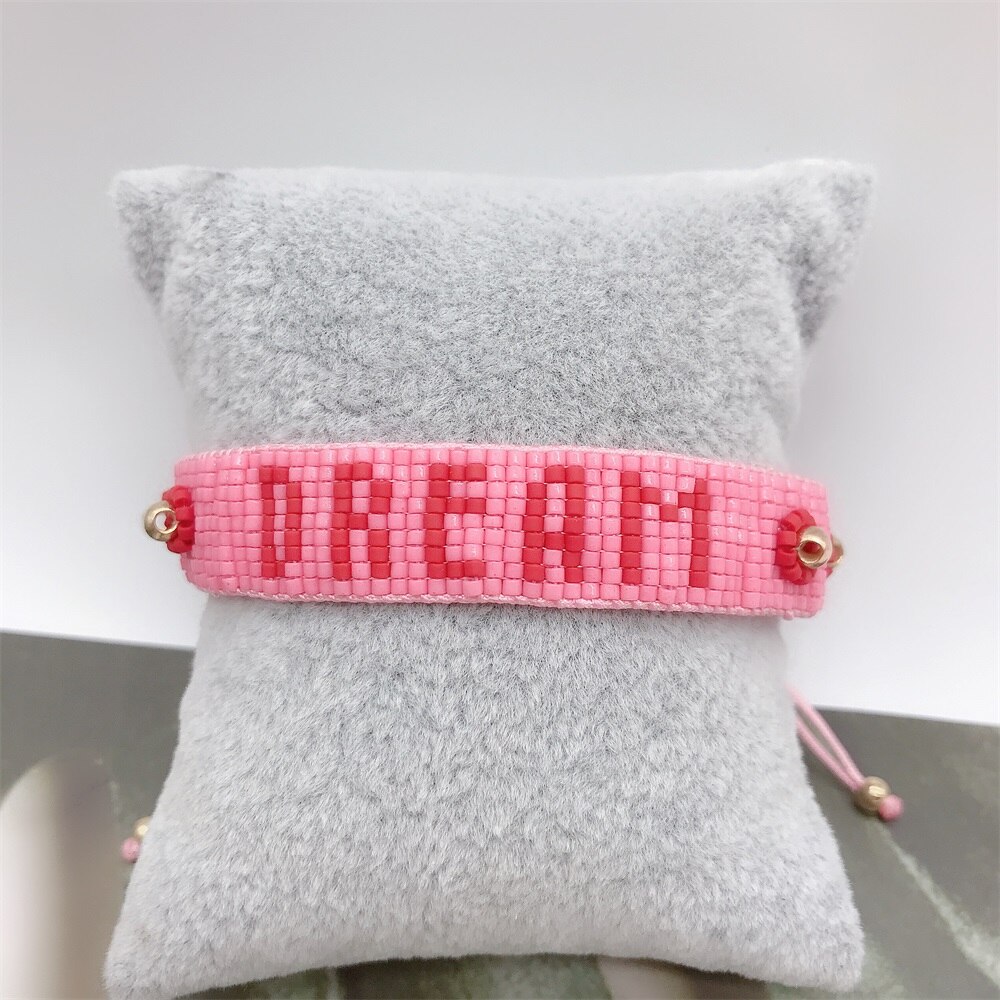 Zhongvi Miyuki Armbanden Voor Vrouwen Bohemen Multicolor Brief Armband Lucky Sieraden Handgemaakte Pulseras: 2