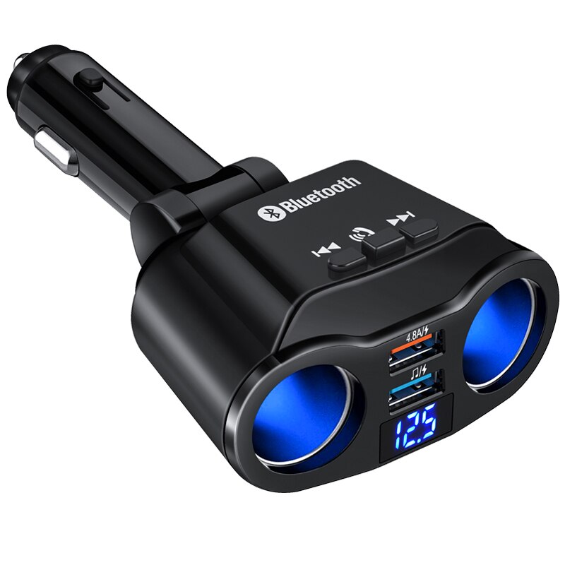 Car MP3 Player Bluetooth 5.0 Car Handsfree FM Transmitter Cigarette Lighter Dual USB Charger Expand Support U Disk Music Play: Default Title