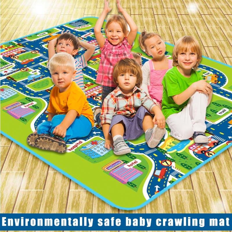 Esteras de arrastre para bebés, estera de juego de patrón de ciudad a prueba de humedad respetuosa con el medio ambiente para niños pequeños, YH-17: Default Title