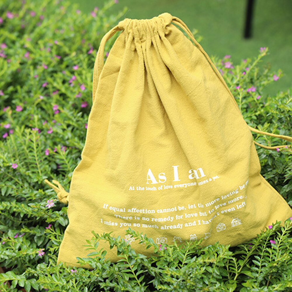 Bolsa para empaquetar y almacenar bolsas de lino y algodón para mujer, bolsa de viaje con cordón, pequeña bolsa de tela (30x33cm), 1 ud.: 30x33-yellow