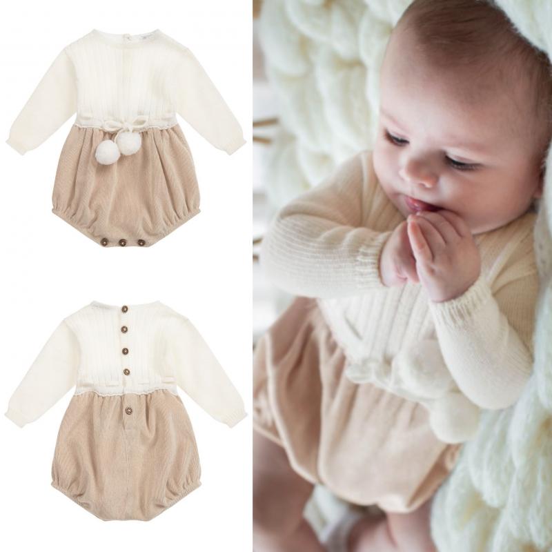 2022 neugeborenen Baby Mädchen Stricken Infant Kleidung Overall Gestrickte Lange Ärmel Overalls Winter Pullover Outfits Baby Body