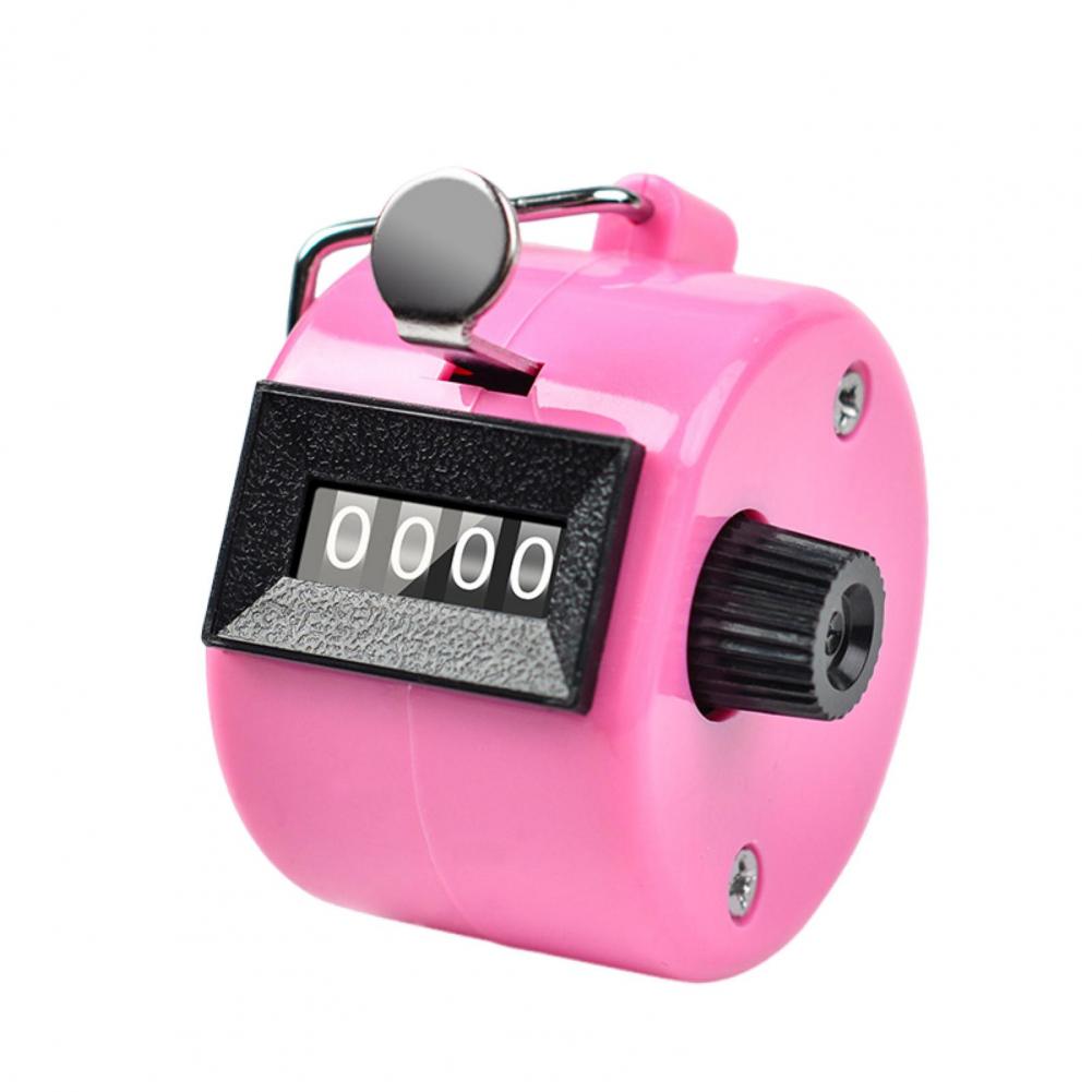 Metal Hand Tally Counter Clicker with 4 Digit Display No Battery Required Portable Mechanical Clicker Counter Sports Supply 만보기: Pink