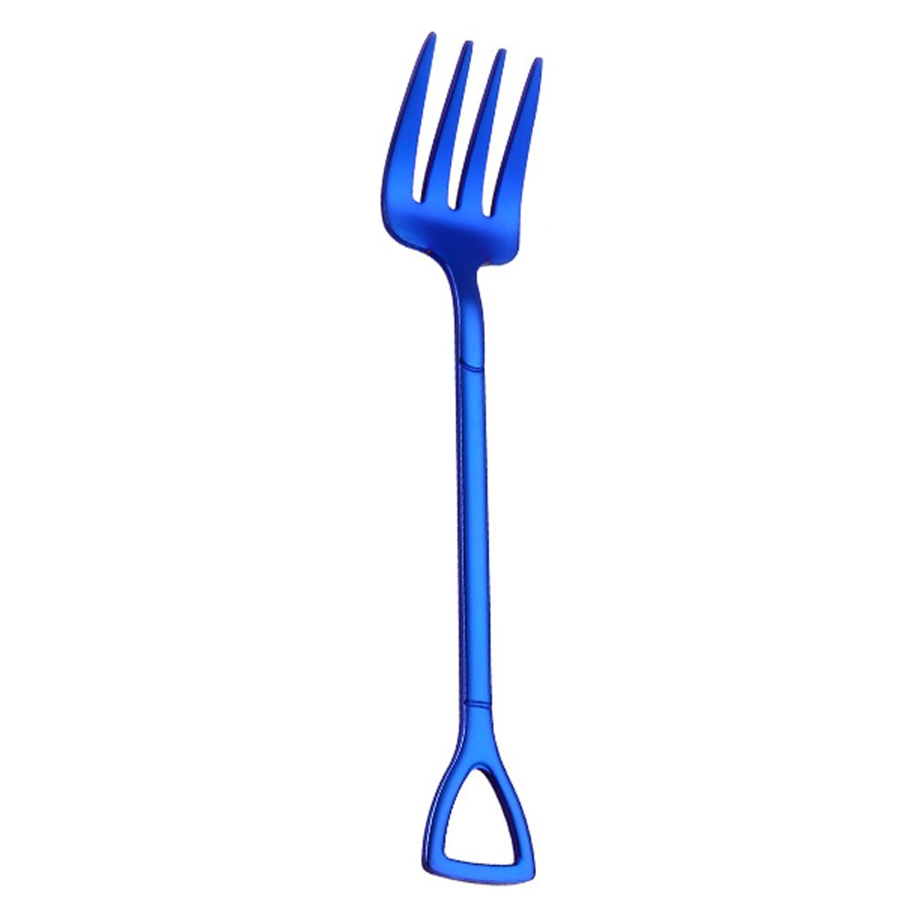 Colorful Metal Spoons Forks Stainless Steel Small Shovel Ice Cream Spoon Fork Tableware Coffee Stirring Spoon Kitchen Accessory: blue fork