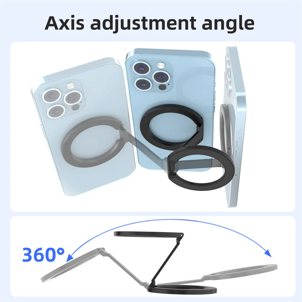 Double-sided Strong Magnetic Magsafe Phone Holder Stand for iPhone 15 14 13 12 360 Rotating Desktop Folding Phone Holder
