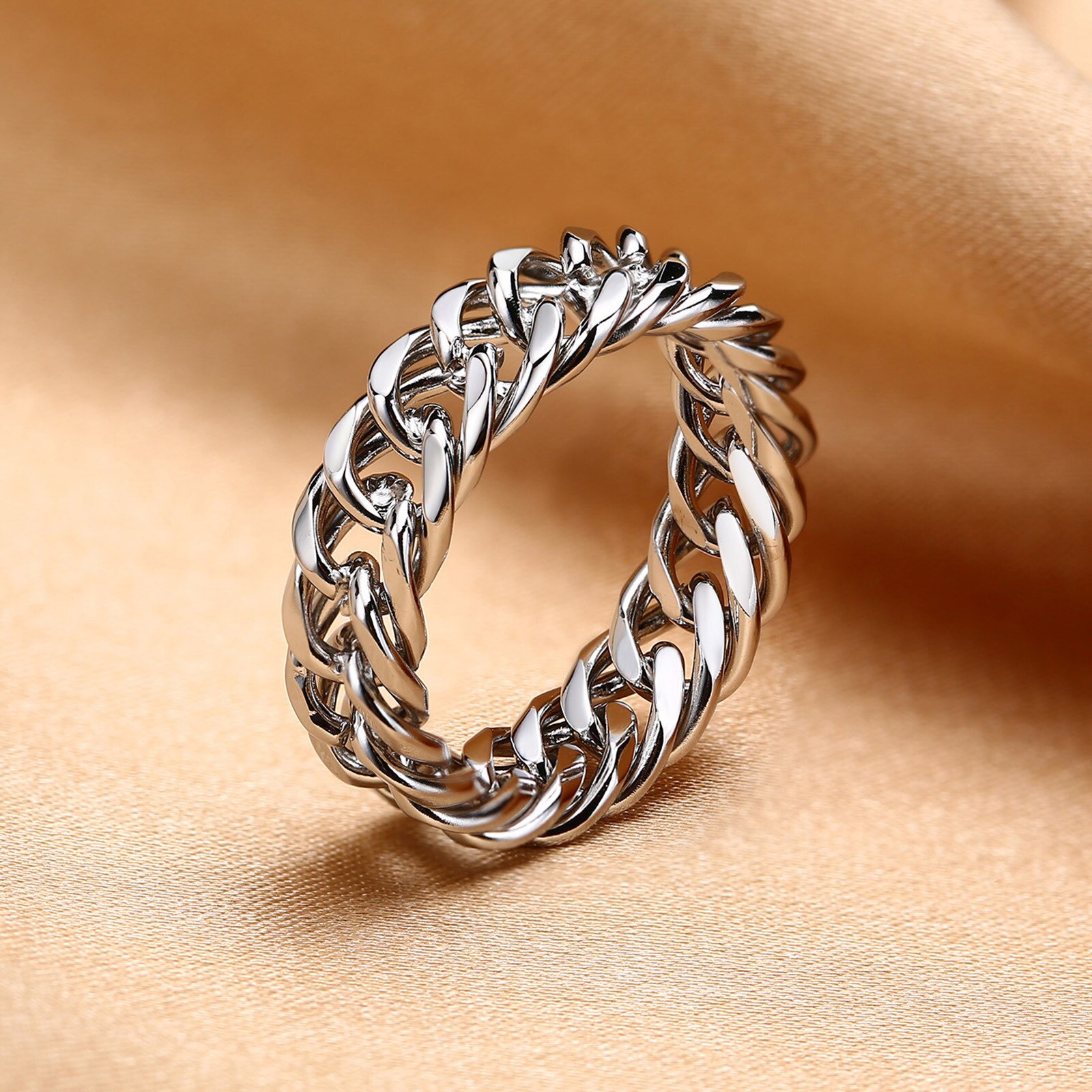 Chain Ring Roestvrij Stalen Ringen Voor Mannen Vrouwen Geometrische Roun Ring Vinger Ring Sieraden