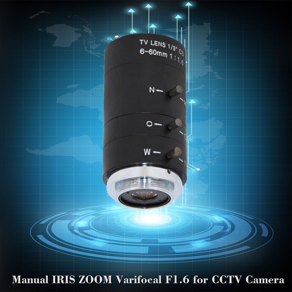 6-60mm CS C Mount Lens Manual IRIS ZOOM Varifocal F1.6 CCTV video lens for CCTV Camera Industrial Microscope