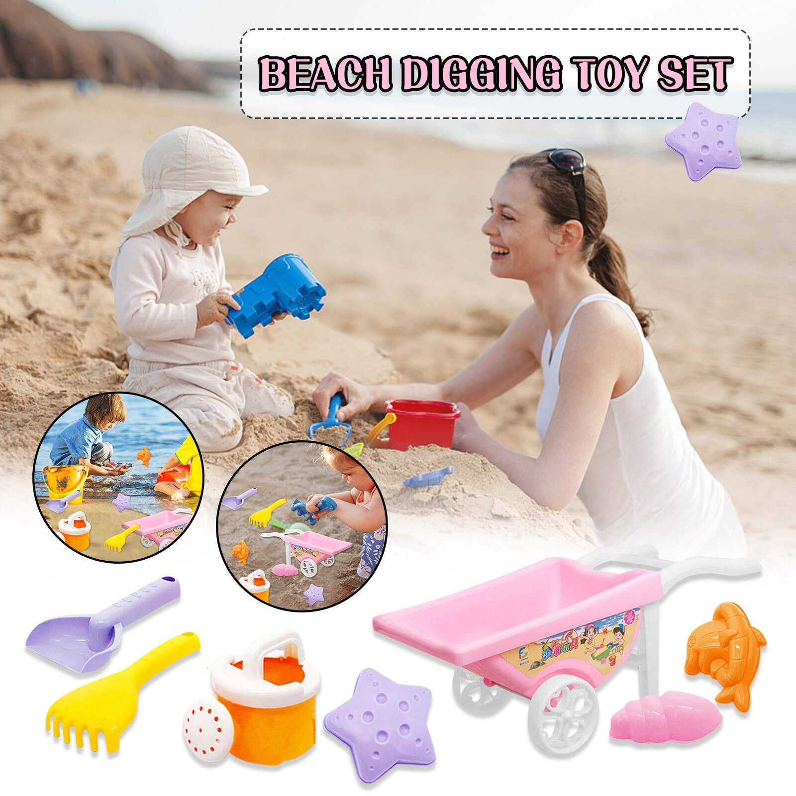 40 #7Pcs Zachte Strand Speelgoed En Sneeuw Multifunctionele Ouder-kind Interactieve Outdoor Speelgoed Set Emmer Schop Zand baggerschip Water Speelgoed