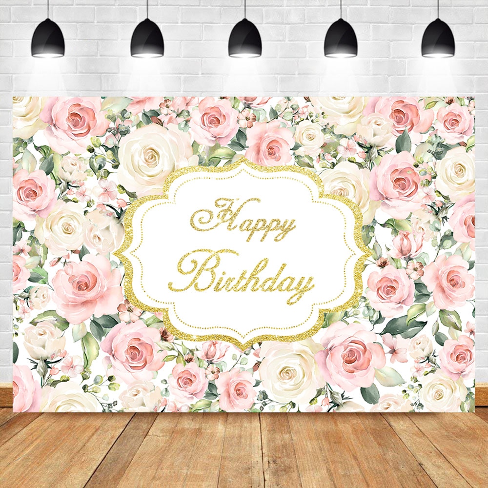 Neoback Bloem Achtergrond Volwassen Baby Kind Verjaardagsfeestje Banner Achtergrond Fotografie Goud Roze Roos Foto Achtergrond Custom