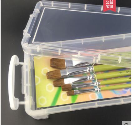 Large-capacity transparent brush storage box portable art student multifunctional box Portable adult stationery tool box