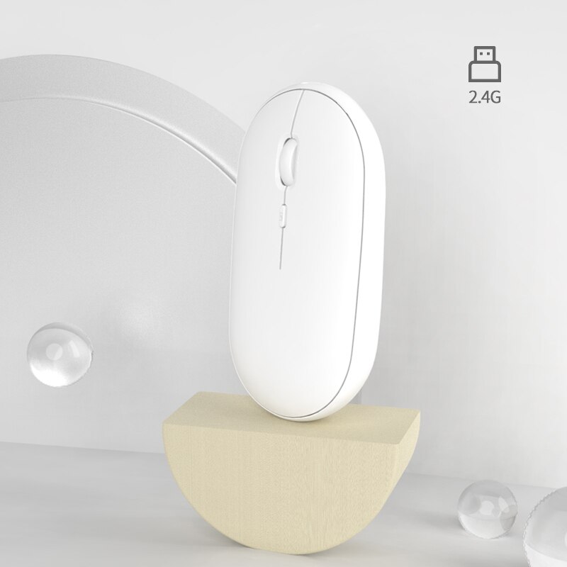 Ultra Slim Mini Bluetooth Mouse Wireless 1600 DPI Gaming Mouse For Macbook Pro Candy Color Rechargeable Computer Silent Mouse: 2.4G White