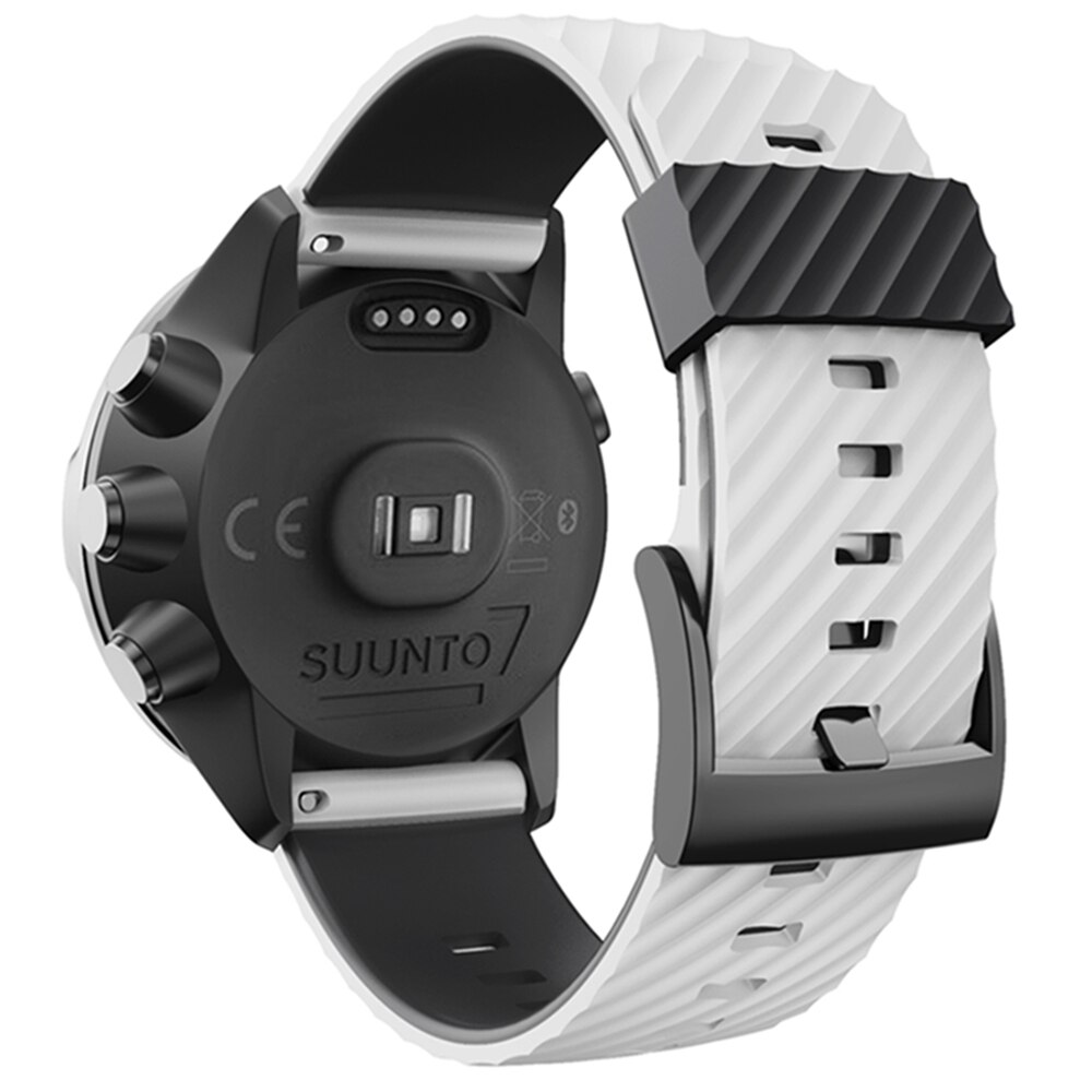 Sport silikon klokke og reim for suunto spartan 7/ suunto 9/ suunto spartan sport håndledd hr /suunto  d5 armbånd justerbar reim: Hvit svart