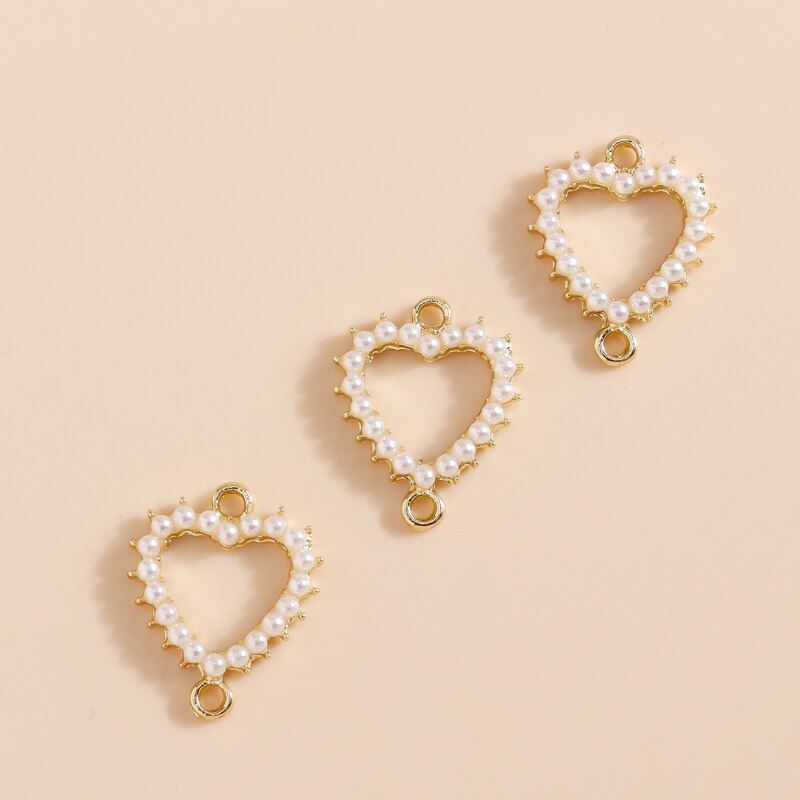 5 pezzi di perle d'imitazione cuore d'amore connettori pendenti per gioielli fai da te creazione di collane fatte a mano bracciali orecchini ciondoli artigianali