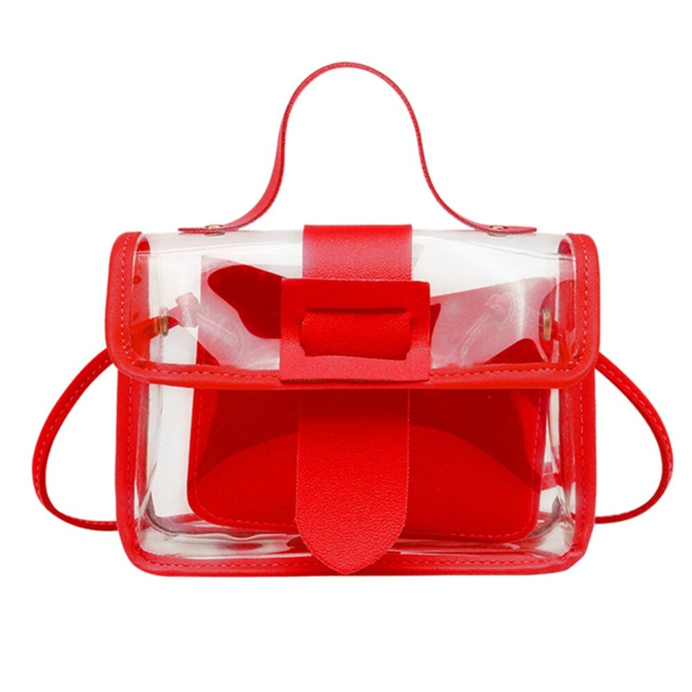 2 pçs/set Telefone Saco Pequeno Cadeia Bolsa Geléia Transparente Saco de Ombro Das Mulheres Totes Moda Crossbody Bolsas de Viagem Sólida 2020: red 3