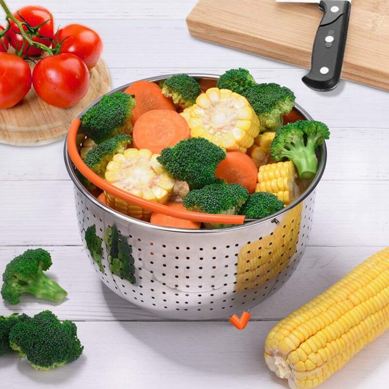Stainless Steel Steamer Basket Pressure Cooker with Silicone Covered Handle Sturdy Steamer Basket