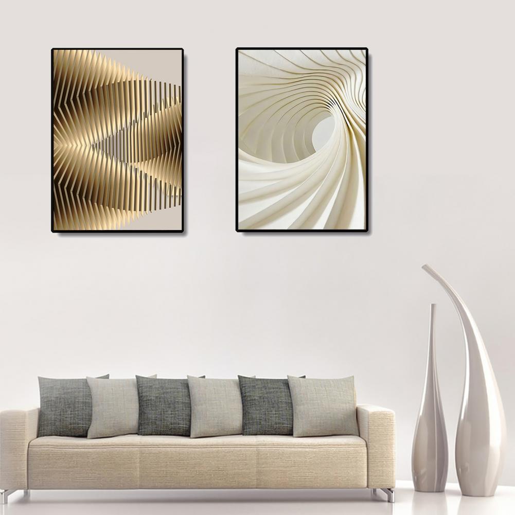 Long Lasting Rectangle Abstract Golden Line Wall Poster Ornament for Office