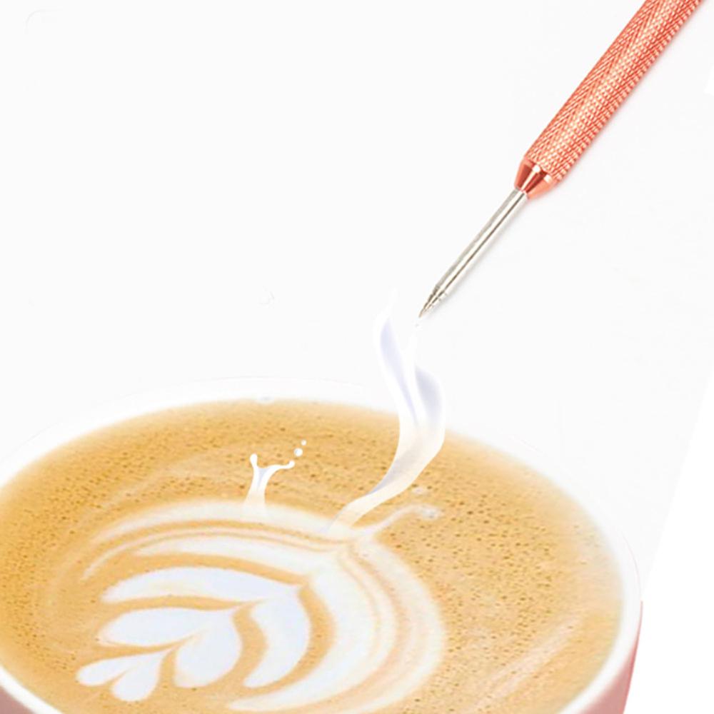 Roestvrijstalen kleurrijke koffietrekker, bloemenkunstpen, naald, cappuccino latte schuimspatel, barista koffiestokje, decoratiegereedschap