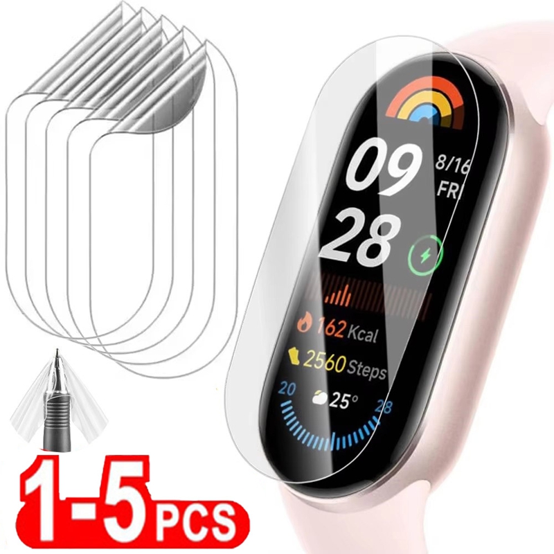 1-5 uds película de hidrogel para Xiaomi Mi Band 9 8 7 Protector de pantalla para reloj inteligente en Mi Band 8 7 6 5 Mi Band9 película protectora no vidrio