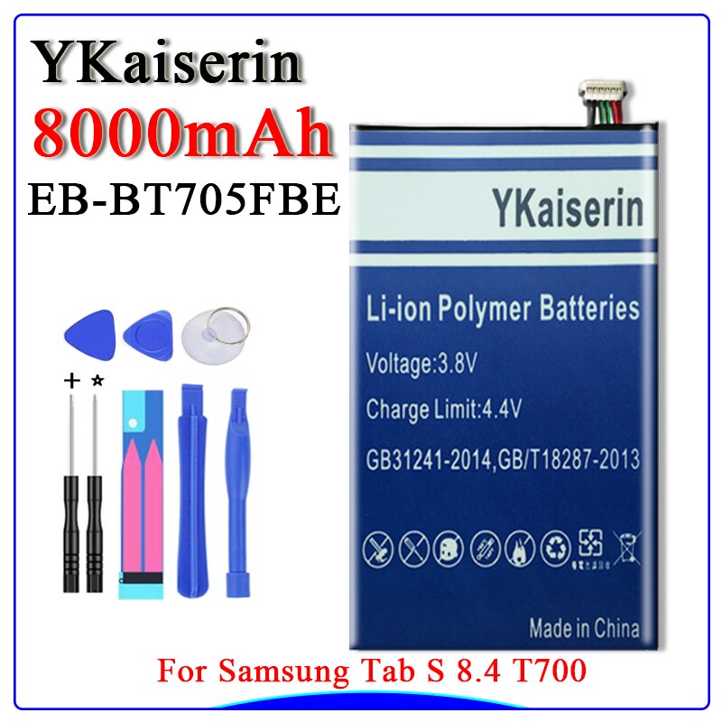 Free Tool YKaiserin Tab Li-ion Lithium Stable Battery EB-BT705FBE Capacity 8000mAh For Samsung GALAXY Tab S 8.4 SM T700 T705