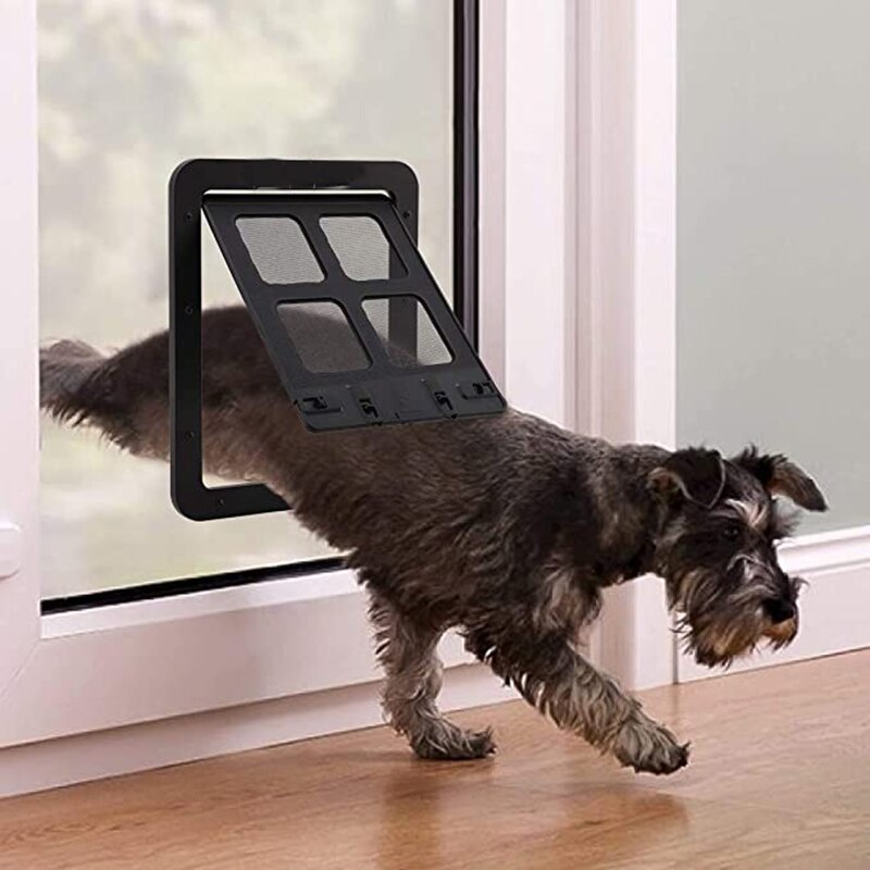 Porta per cani di sicurezza scorrevole per porta automatica per animali domestici di nuovo stile con porte magnetiche per auto con patta porta per animali domestici con serratura a 4 gareggiare